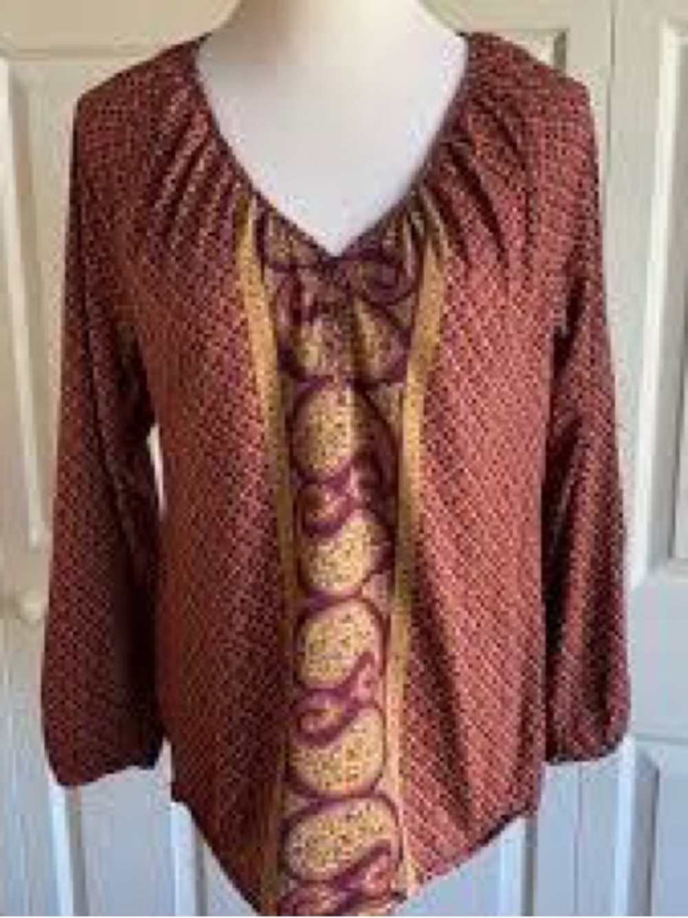 Lucky Brand Paisley Peasant Blouse Size Small